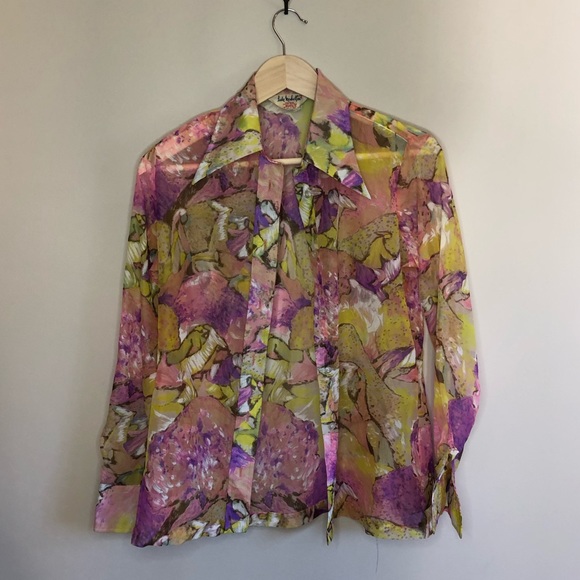 Vintage Tops - Vintage Lady Manhattan 70s Psychedelic Shirt
